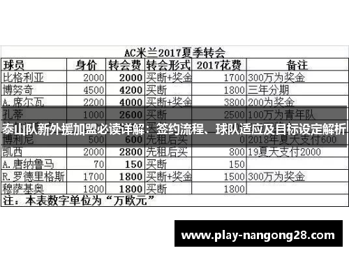 泰山队新外援加盟必读详解:签约流程、球队适应及目标设定解析